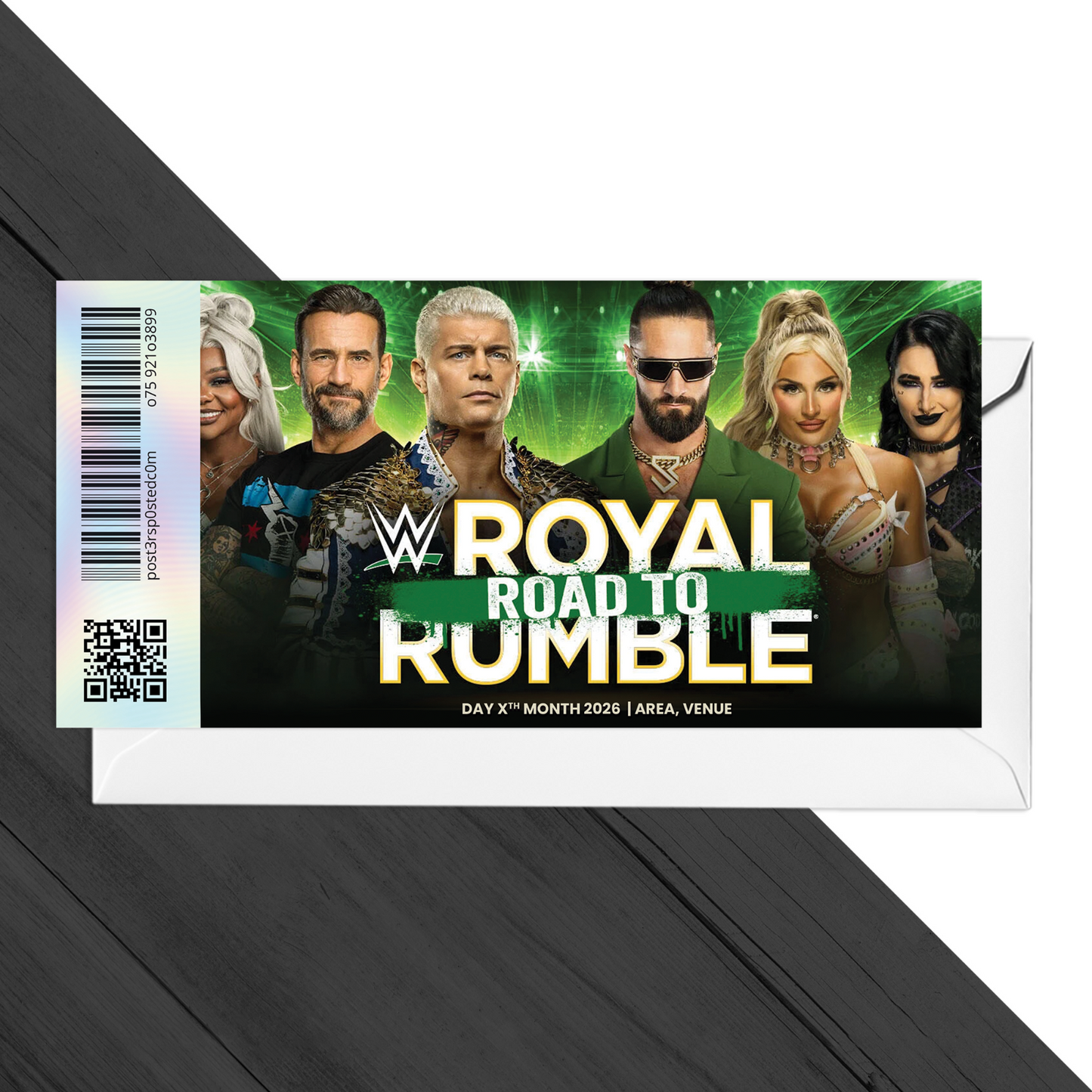 WW E ROAD TO ROYAL RUMBLE Theatre Gift Ticket Personalised Christmas Birthday