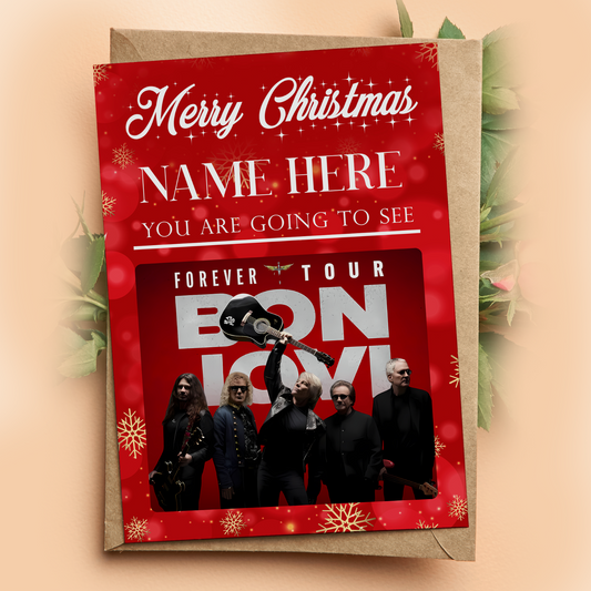 YOURE GOING TO SEE BON JOVI LIVE TOUR Personalised Christmas Gift Card