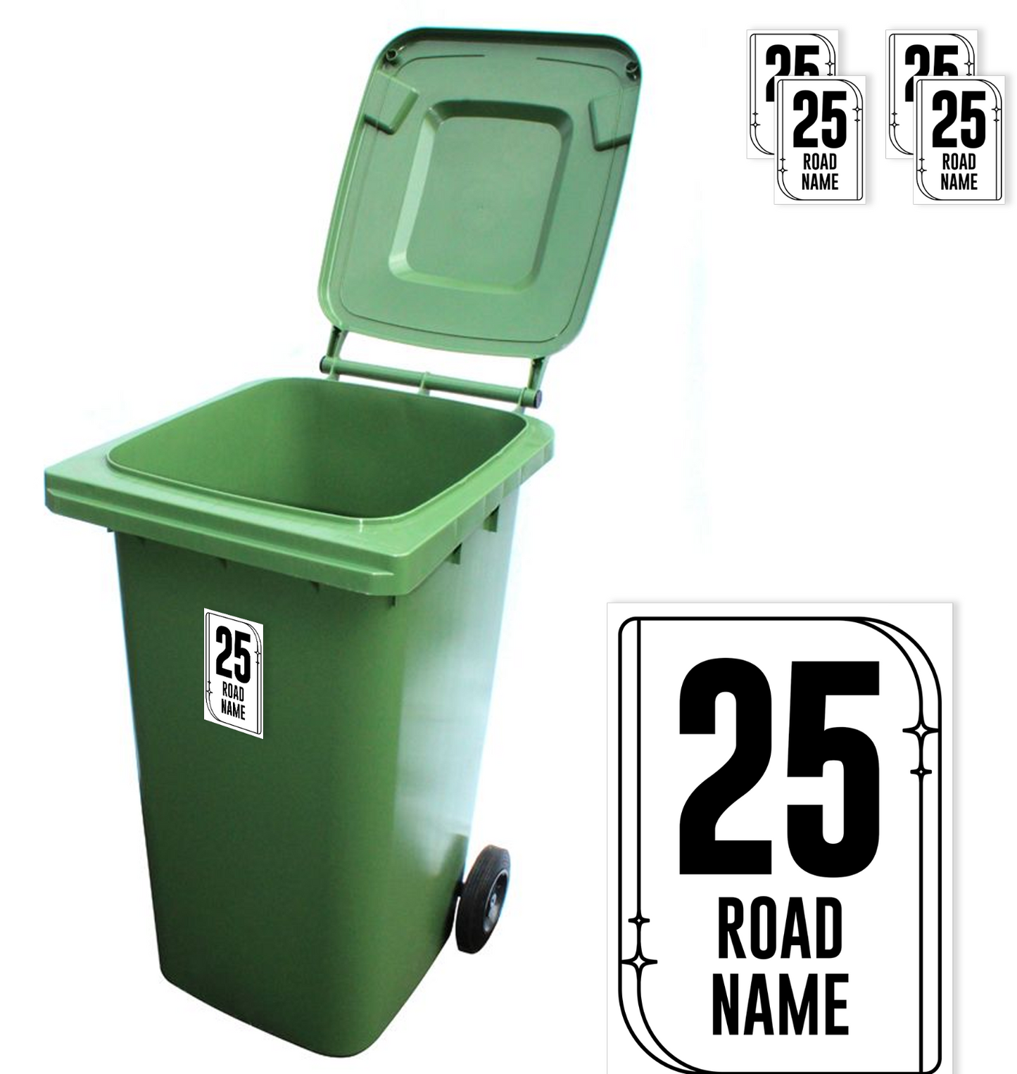 Wheelie Bin Numbers sticker Personalised Waterproof Labels House Street Bin