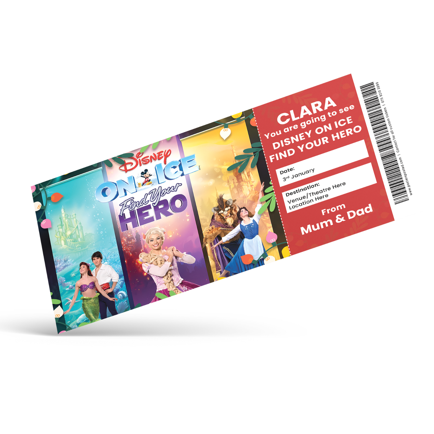 Disney on Ice Ticket Gift Musical Show Personalised Birthday/Christmas present