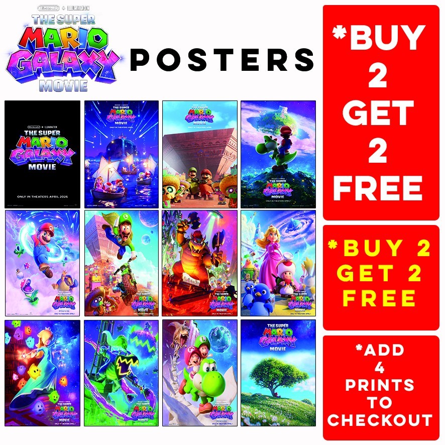 Super Mario Galaxy Movie Poster Wall Art Bedroom Home Cinema Decor Print