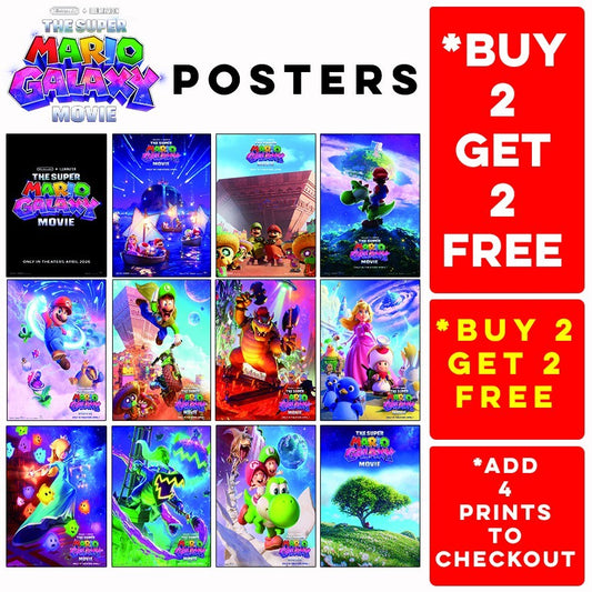 Super Mario Galaxy Movie Poster Wall Art Bedroom Home Cinema Decor Print