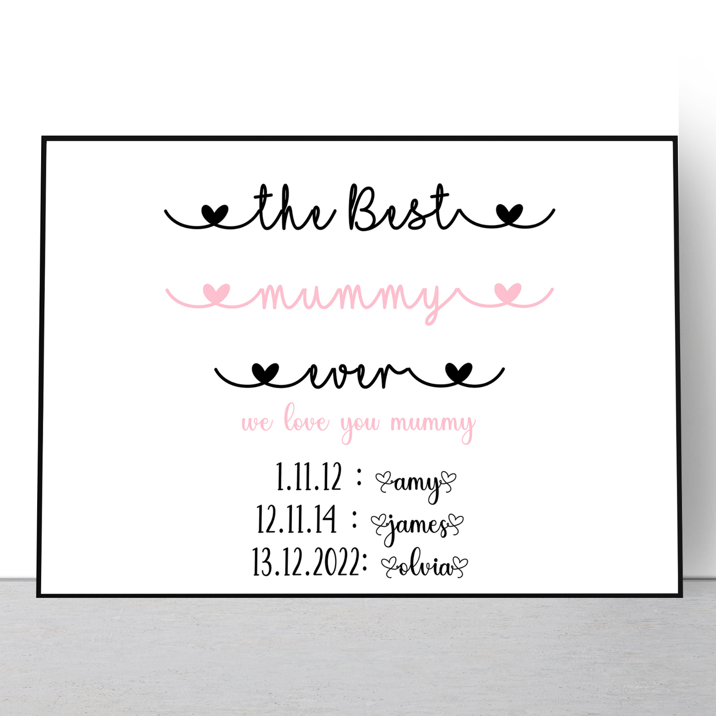 Personalised Mothers Day Print Gift For Best Mum Nanny Mummy Wall Art A5-A1