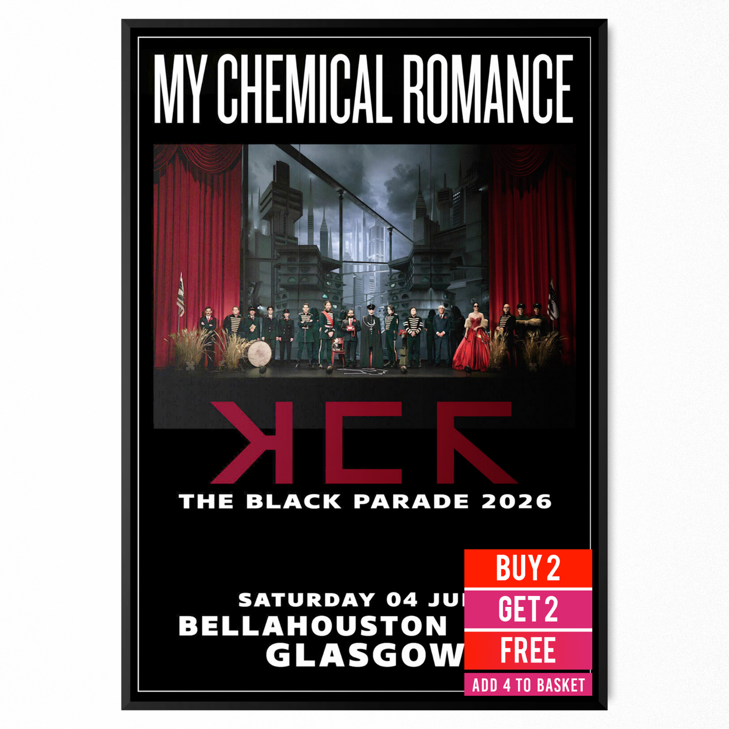 My Chemical Romance Music Poster Glasgow Concert Poster Print For MCR Rock Fans