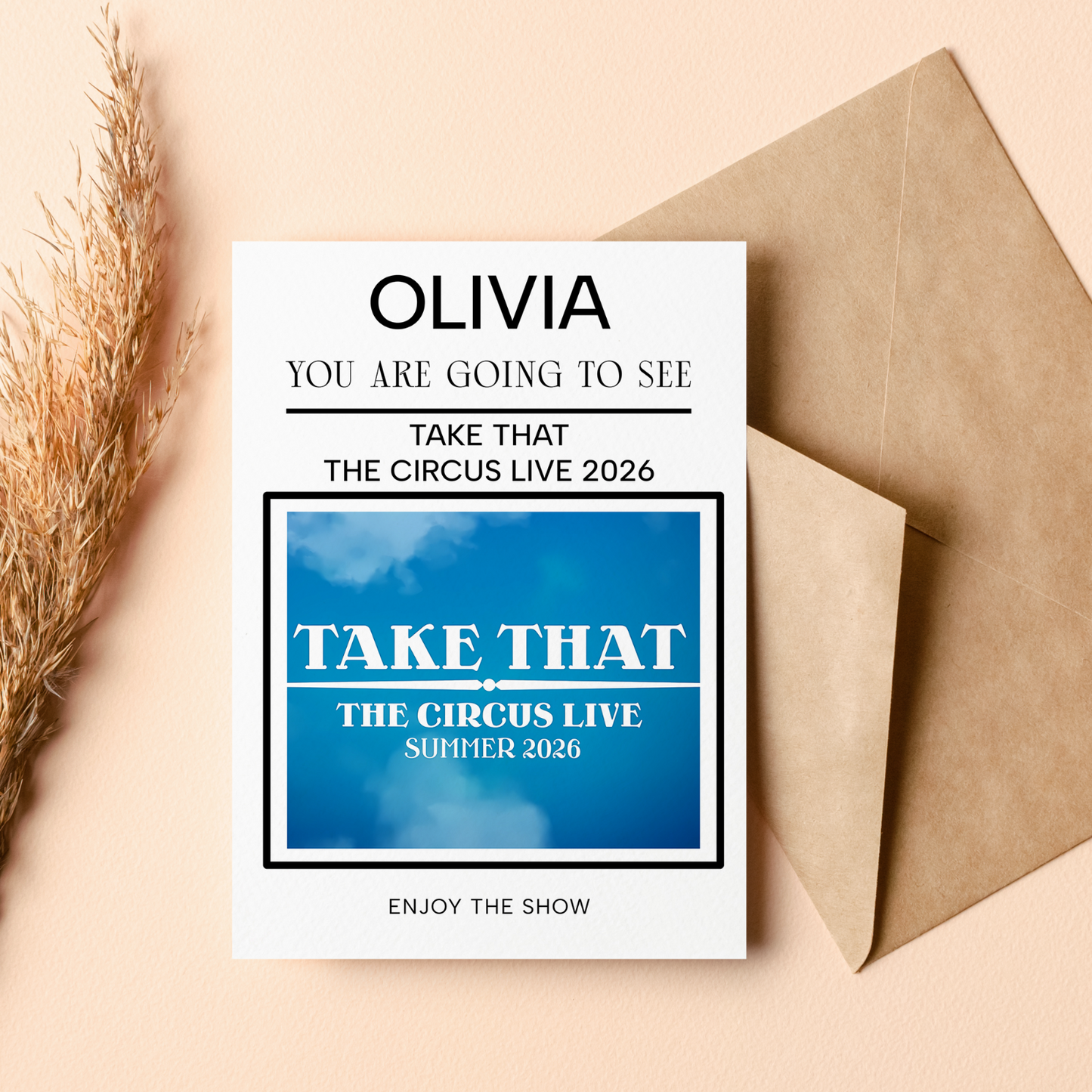 Take That Live Tour  You're Going To See 2026 UK Tour Personalised Birthday Card
