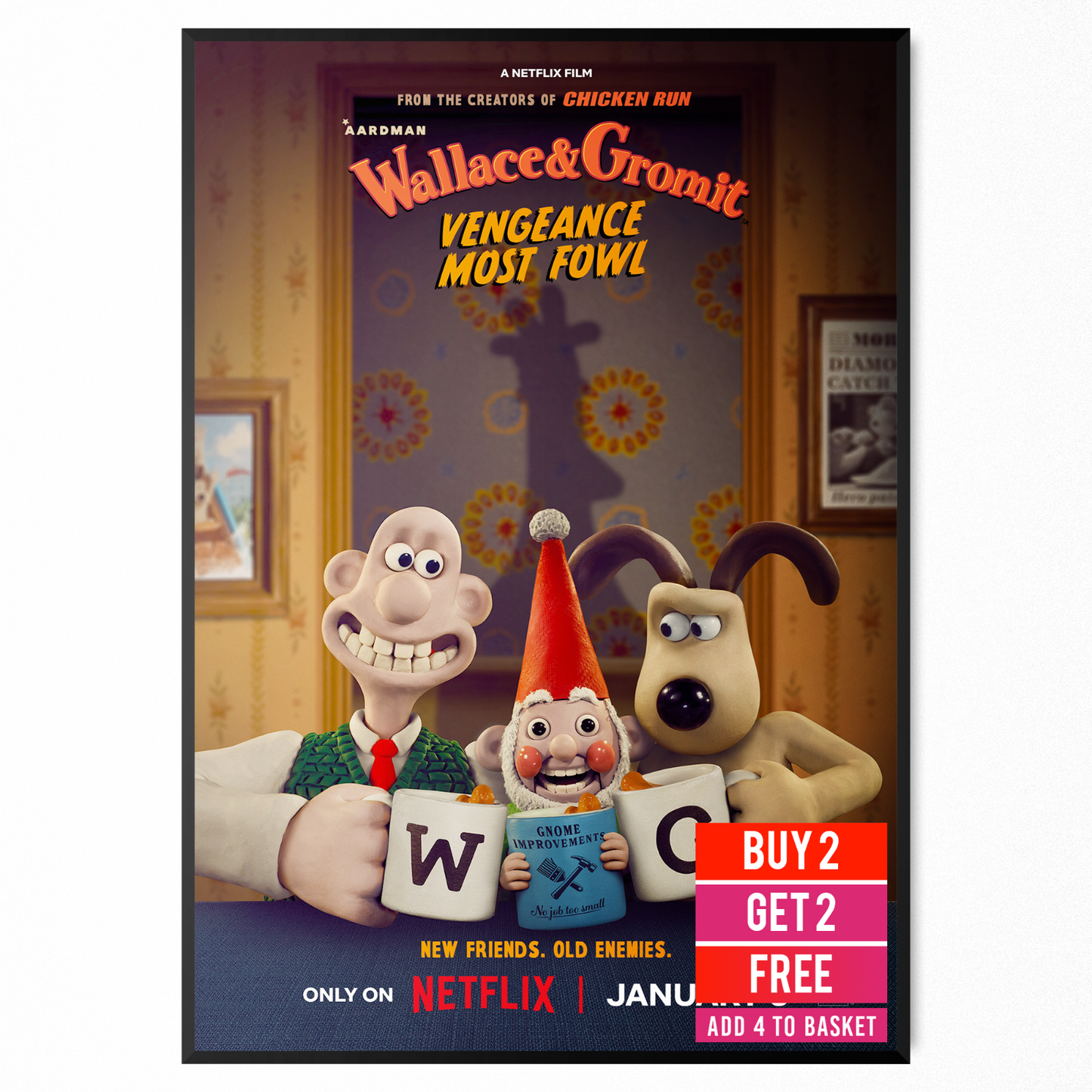 Wallace & Gromit Vengeance Most Fowl 2024 Movie Poster Teaser Poster A5 A4 A3