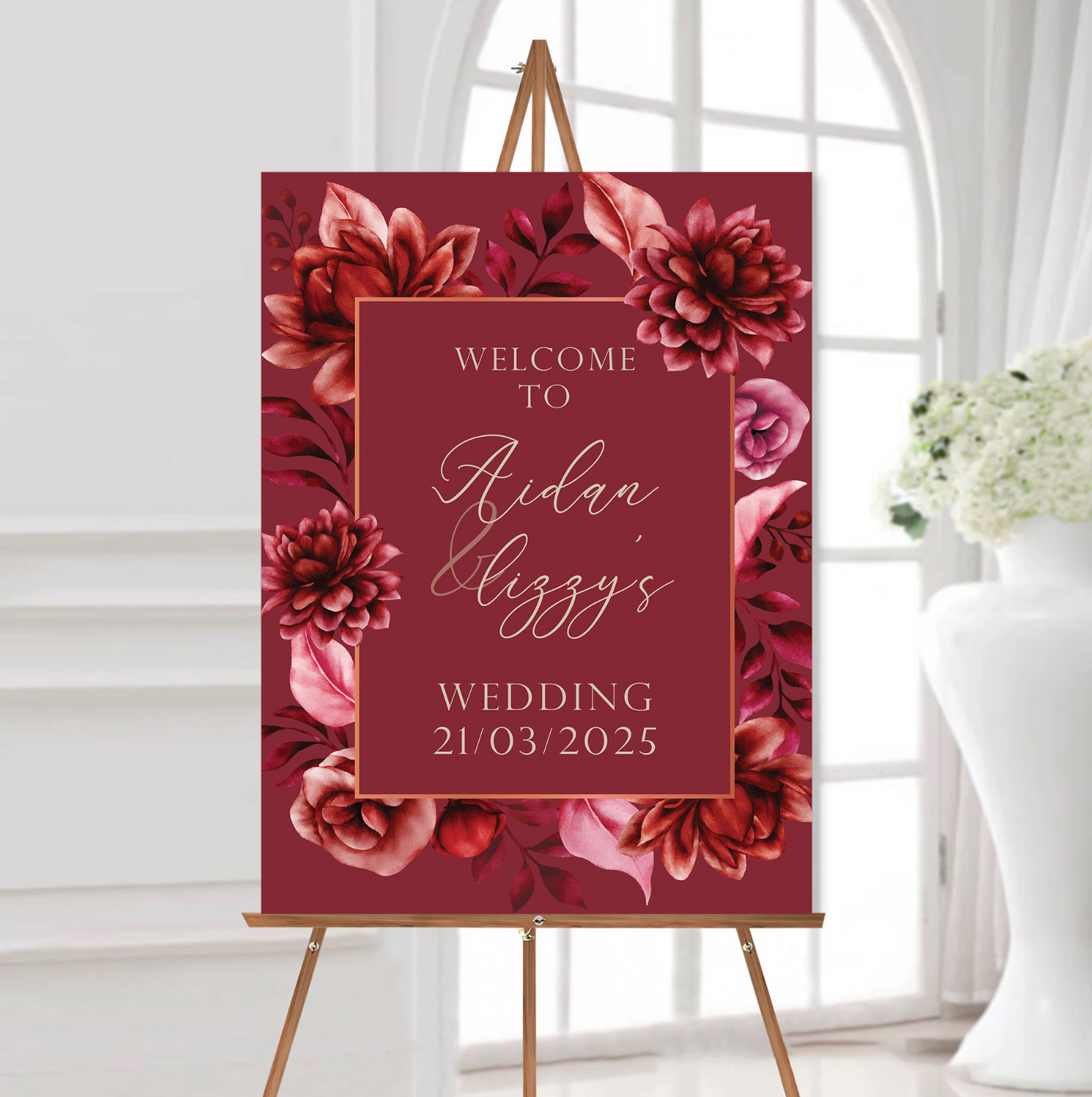 Wedding Sign Entrance Poster Customisable Welcome to Our Wedding Personalised