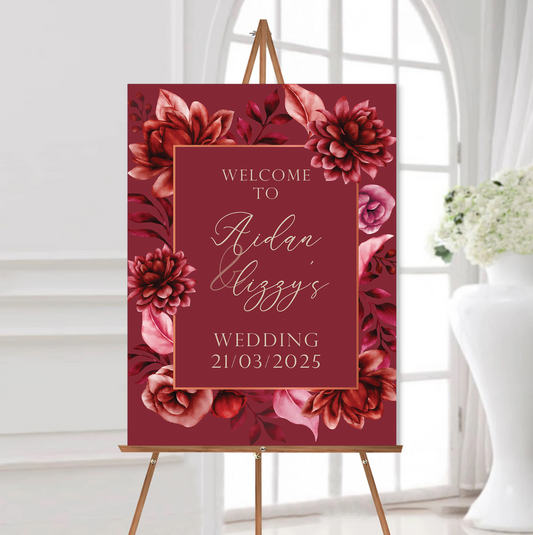 Wedding Sign Entrance Poster Customisable Welcome to Our Wedding Personalised