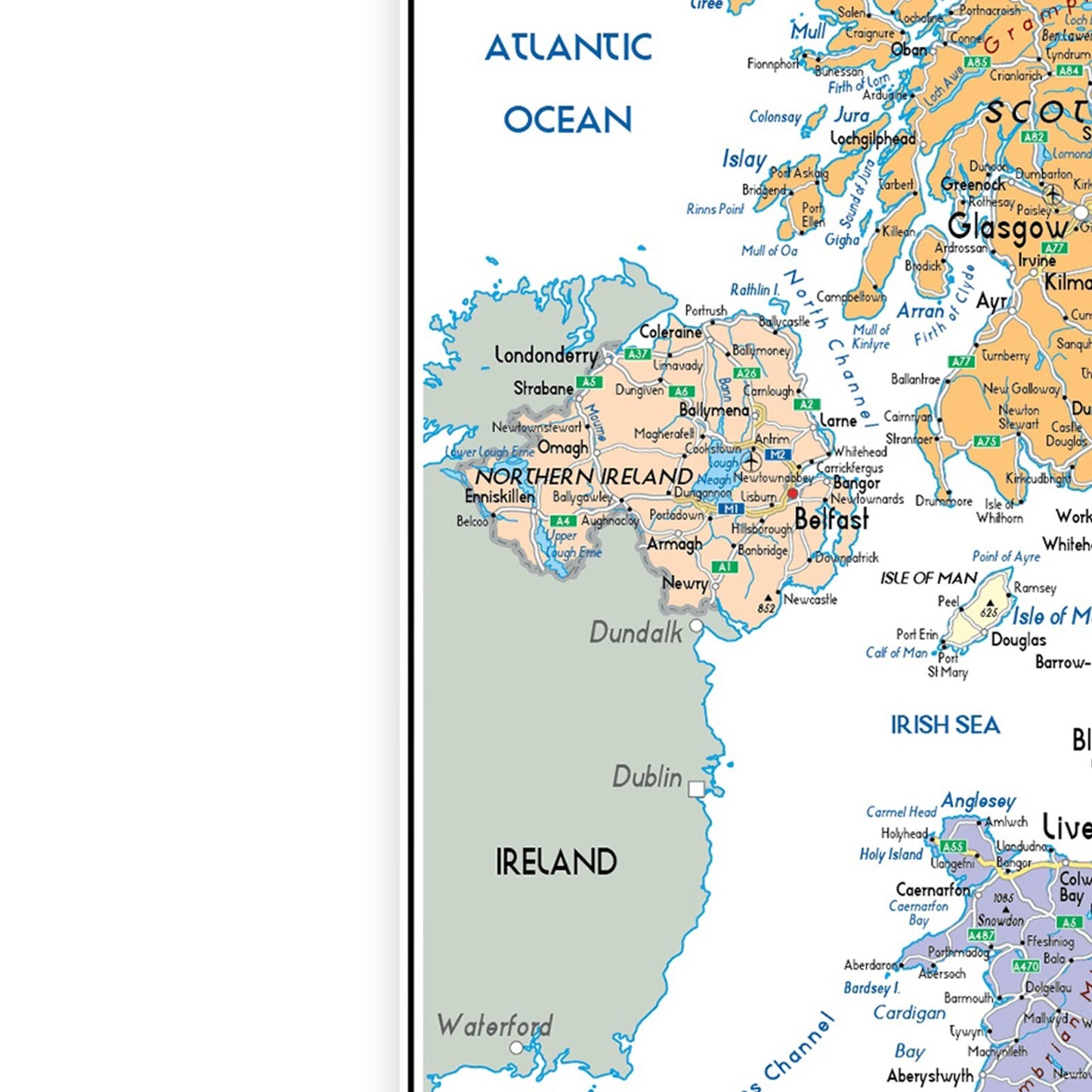 UK Countries Map Educational Wall Chart Poster Print | A5 A4 A3 A2 A1 |