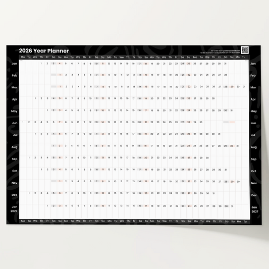 2026 Wall Planner Full Year Calendar Black Planner For Home Office Jan-Dec A5-A1
