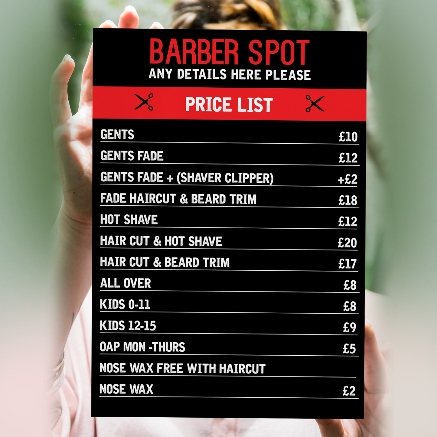 Barber Shop Salon Price List Personalised Barber Shop Sticker Poster Sign Board