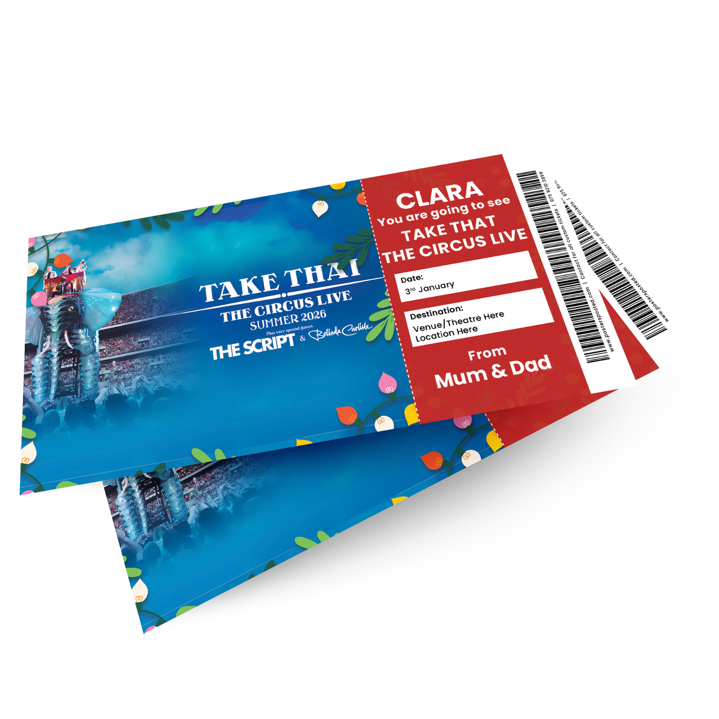 Take That Mock Ticket The Circus Tour 2026 Personalised Gift Christmas Xmas Card