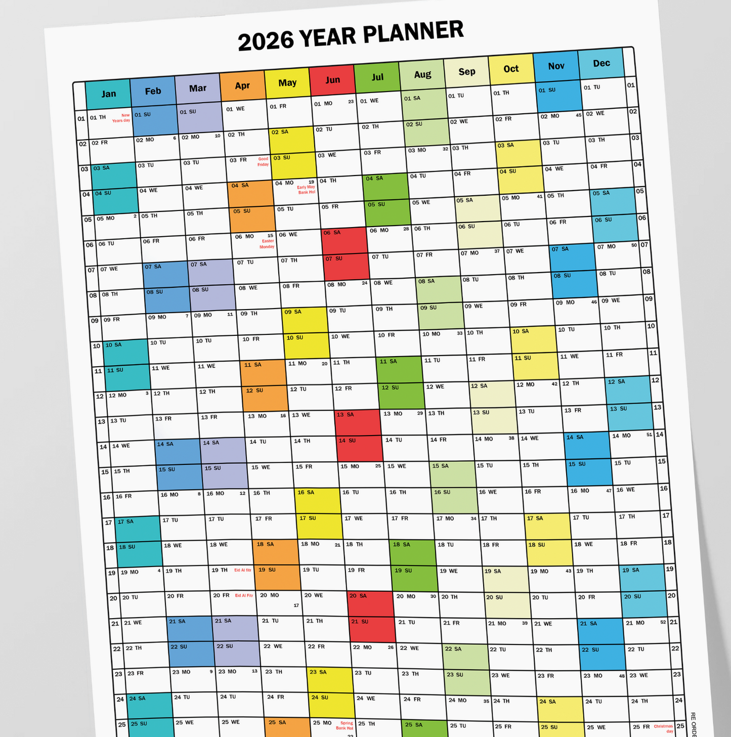 2026 Year Planner Full Year Calendar Home Office Work Planner JAN-DEC  A5-A3