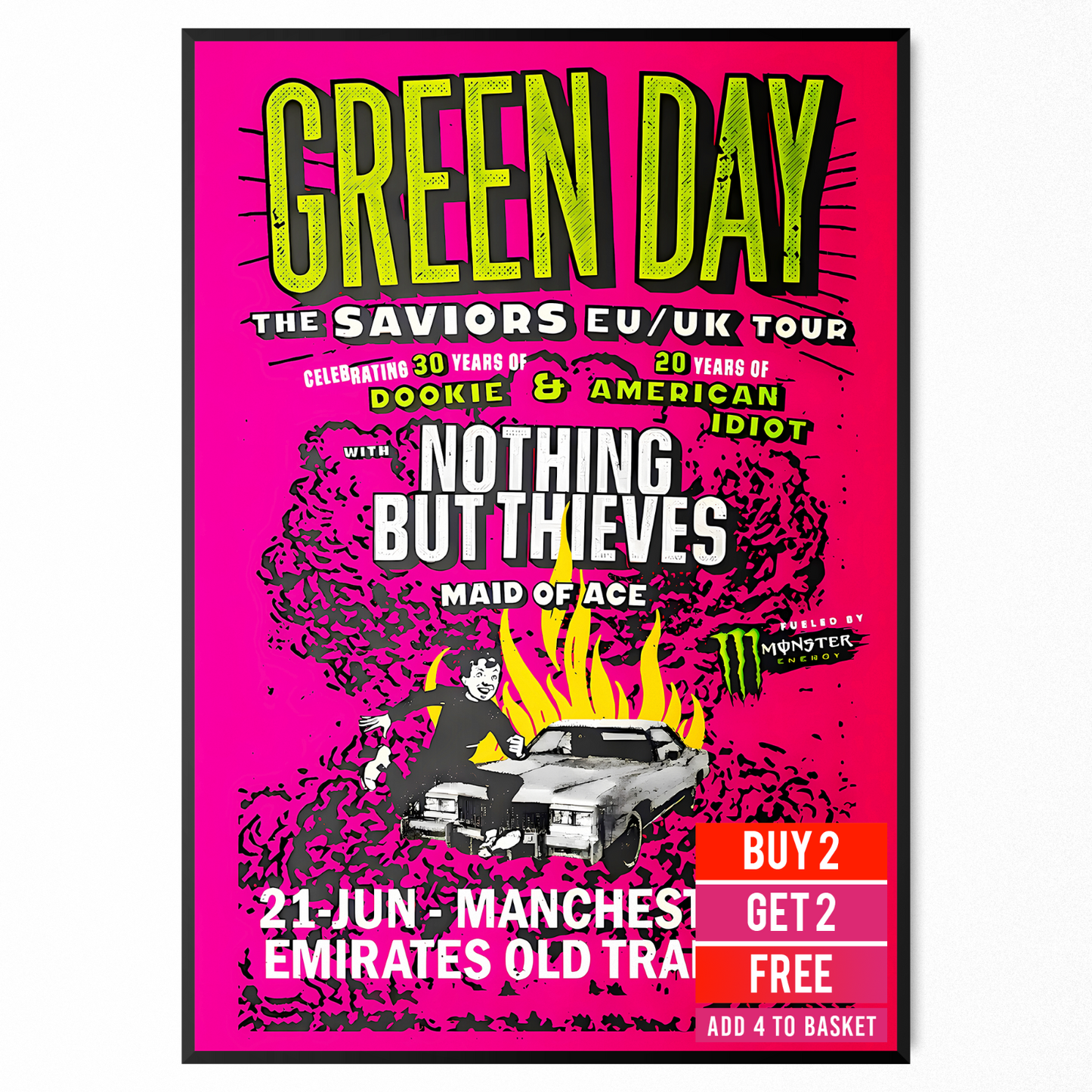 Green Day Concert 21st June Manchester, UK Poster For Green Day Fans A5 A4 A3