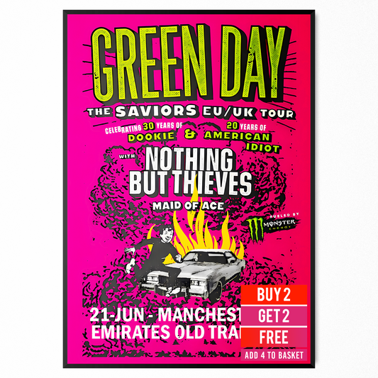 Green Day Concert 21st June Manchester, UK Poster For Green Day Fans A5 A4 A3
