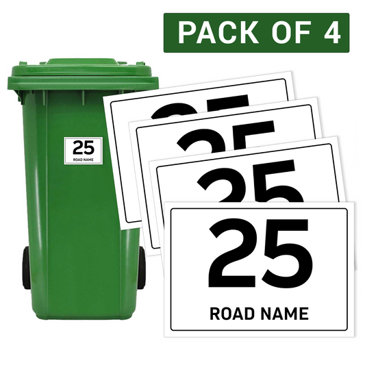Wheelie Bin Numbers Personalised Waterproof Bin stickers Labels House Street