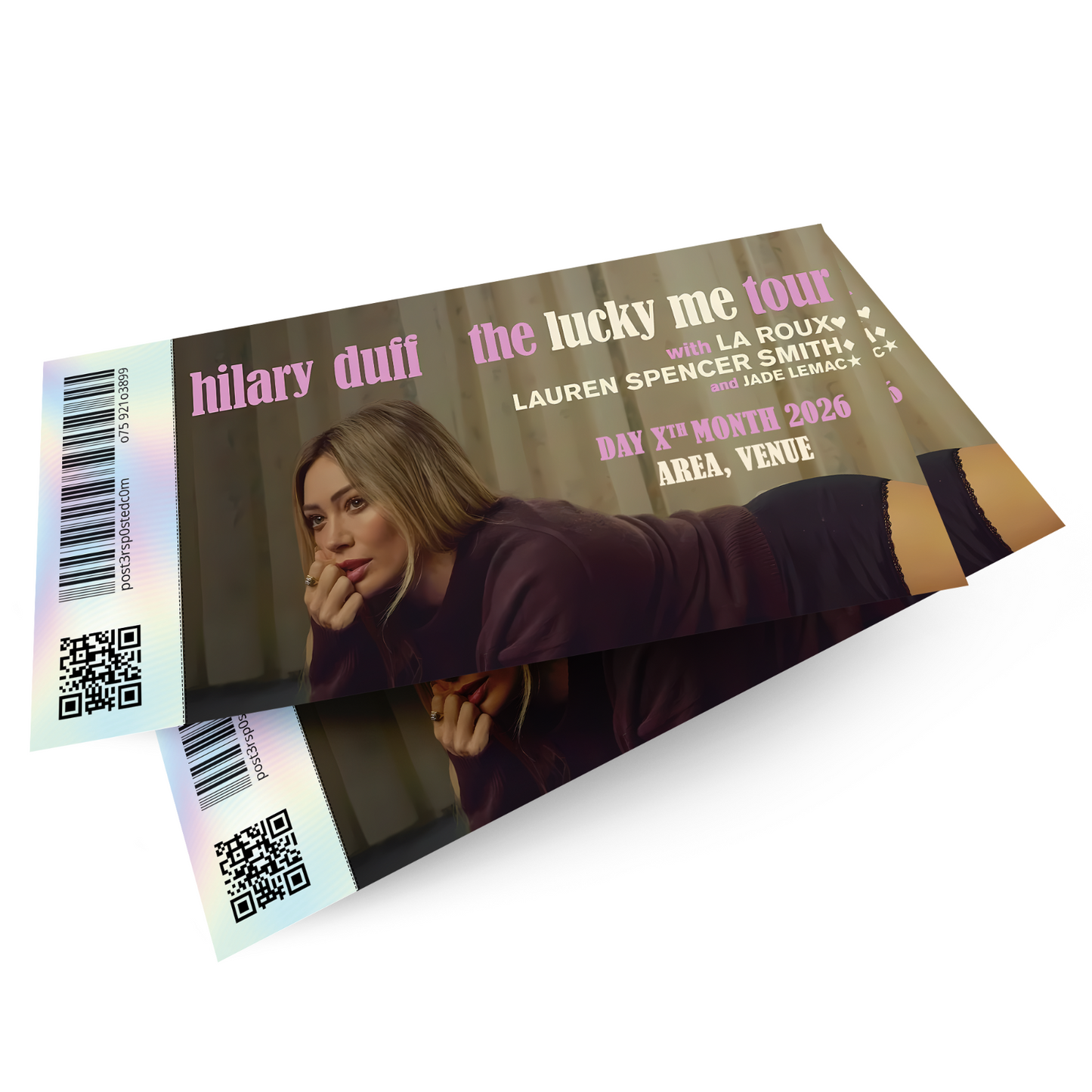 Hilary Duff Ticket The Lucky Me Tour 2026 Surprise Gift Reveal Replica Stub