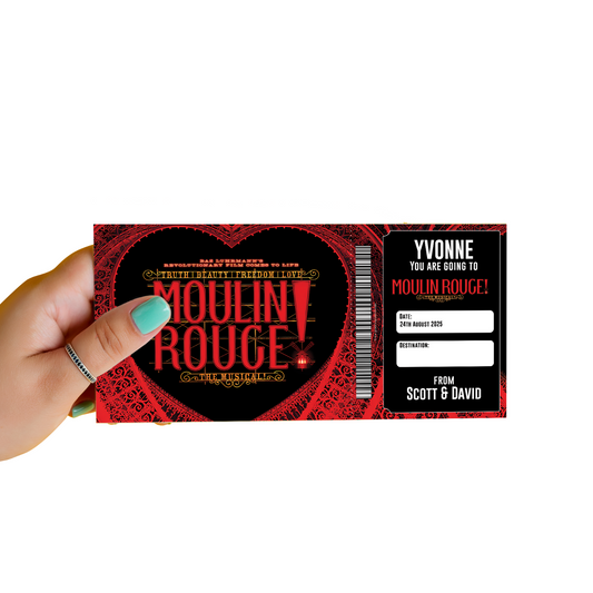 Moulin Rogue! The Musical Theatre Ticket Gift Surprise Voucher Personalised