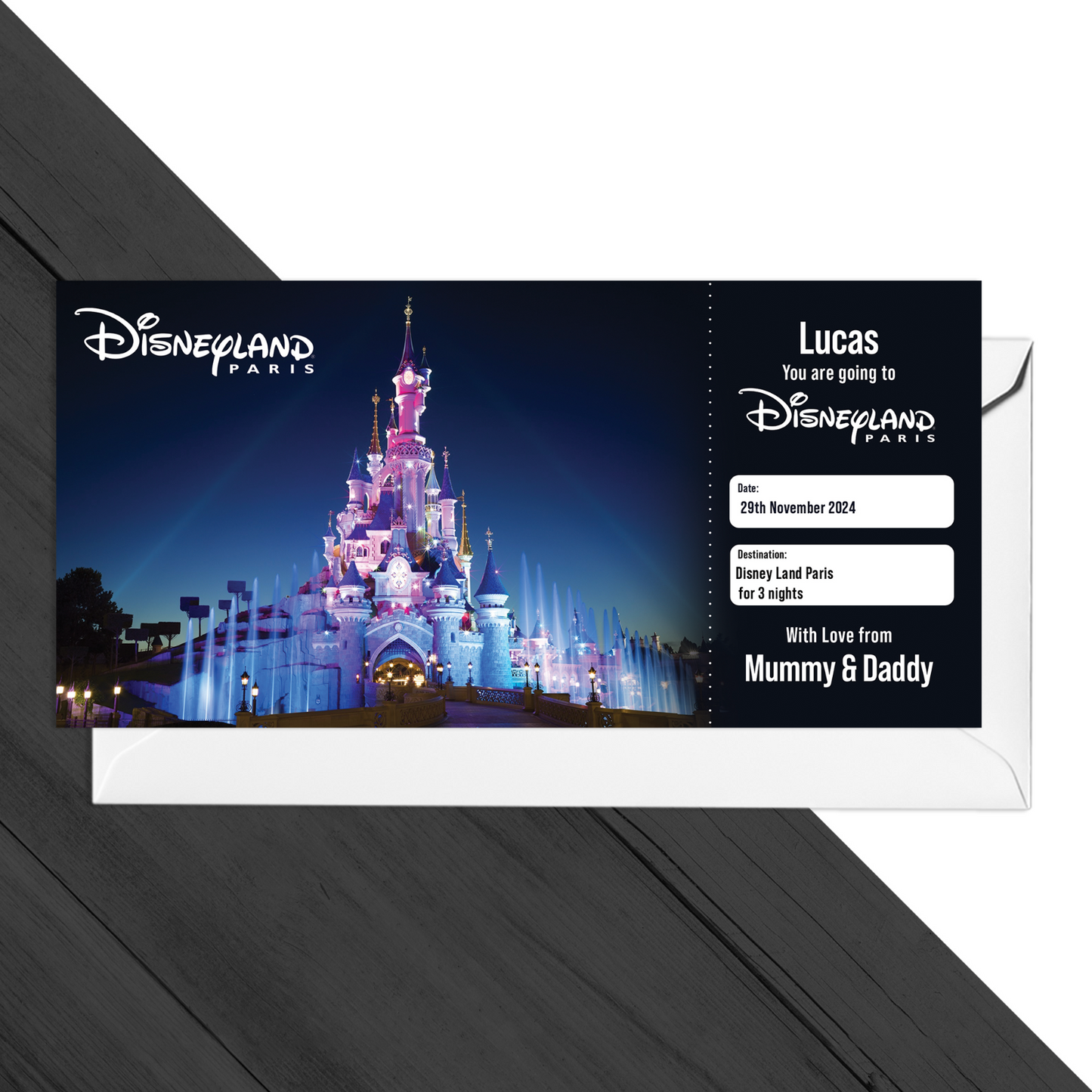 Disneyland Ticket Personalised Birthday Gift Reveal Disney Paris Ticket Holiday