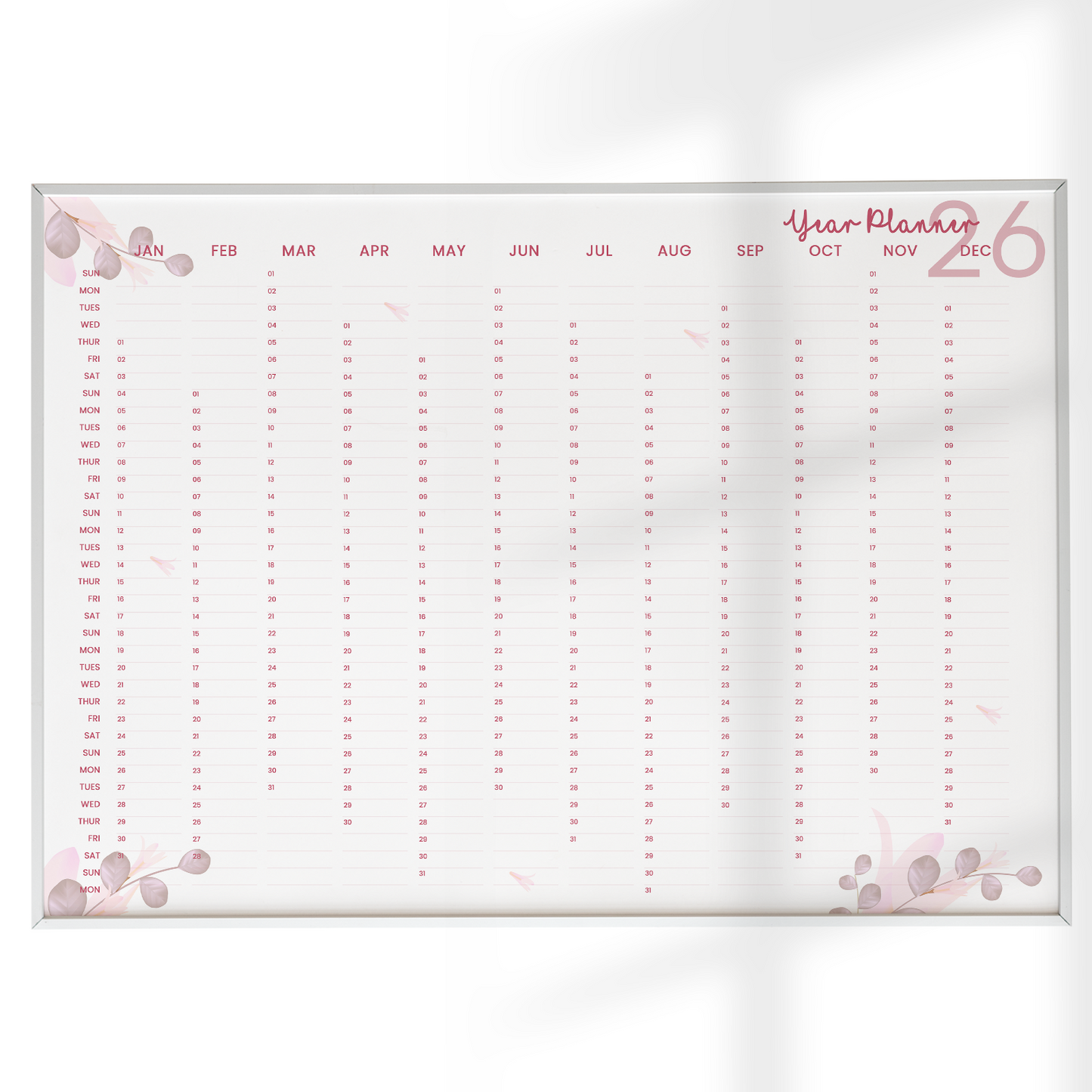 2026 Wall Calendar Planner Full Year 12 Month Planner For Home Office A5-A3 Size