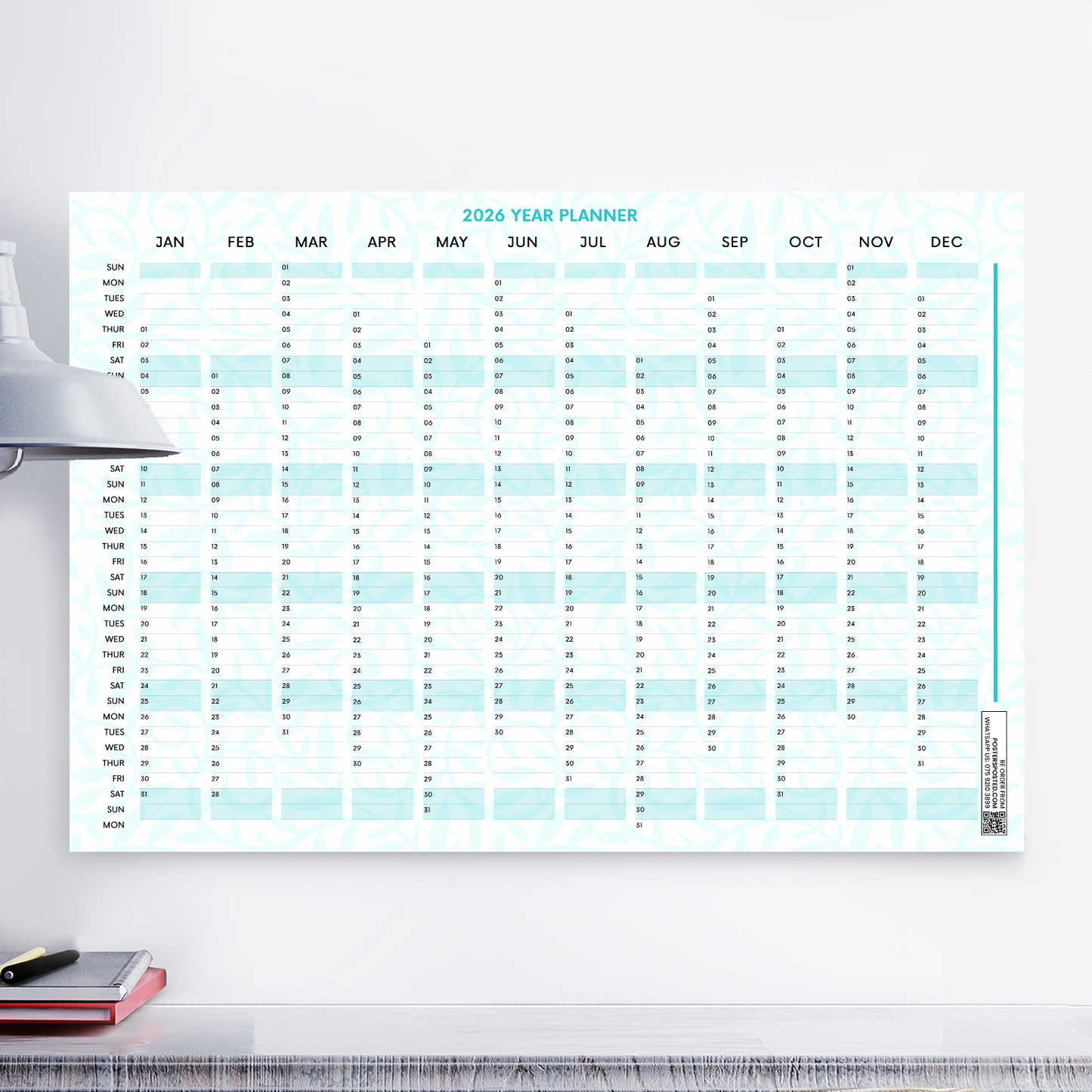 2026 Wall Planner Year Calendar Planner Holidays Birthdays New Years A5 A4 A3