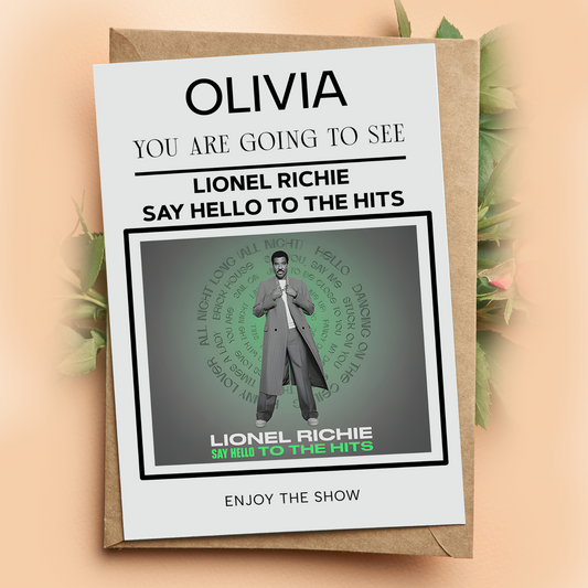 You're Going To See Lionel Richie Tour Concert Personalised Ticket Card Gift
