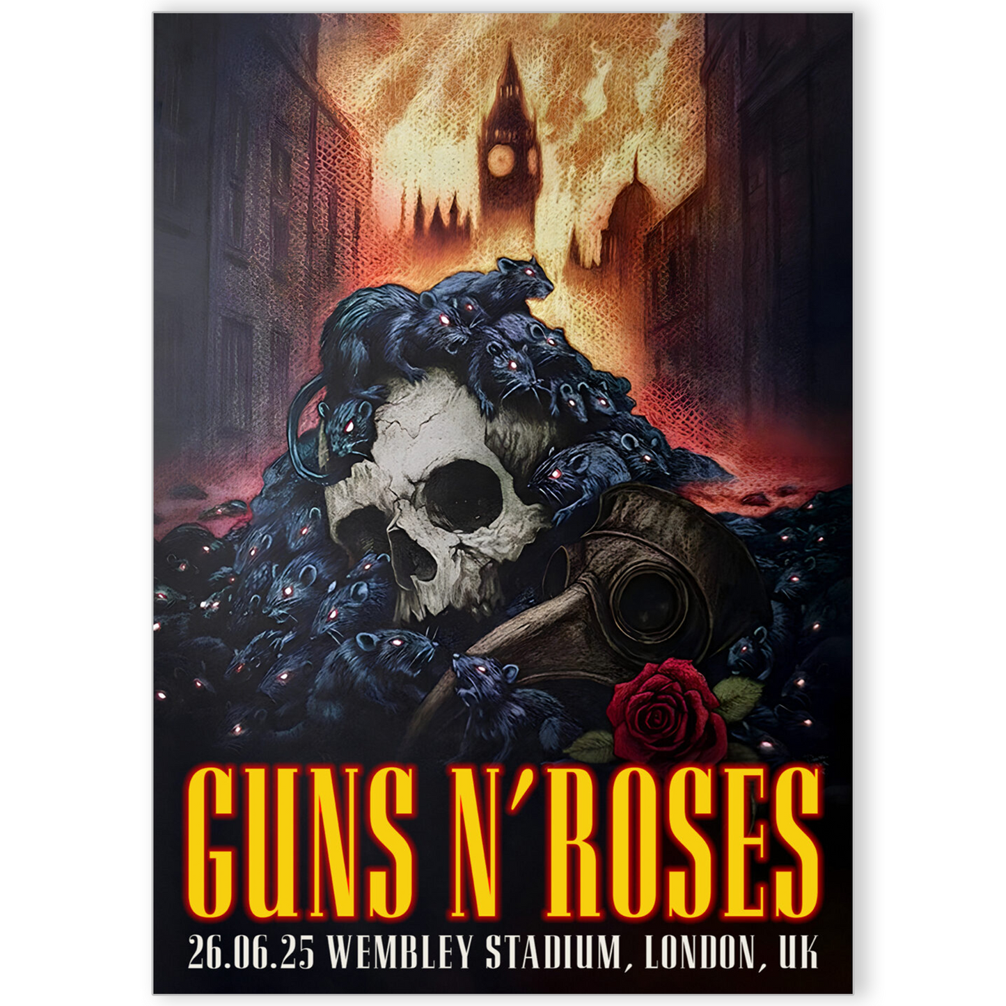 Guns N’ Roses UK Tour 26 June 2025 Poster Print For Guns N’ Roses Rock  Fans