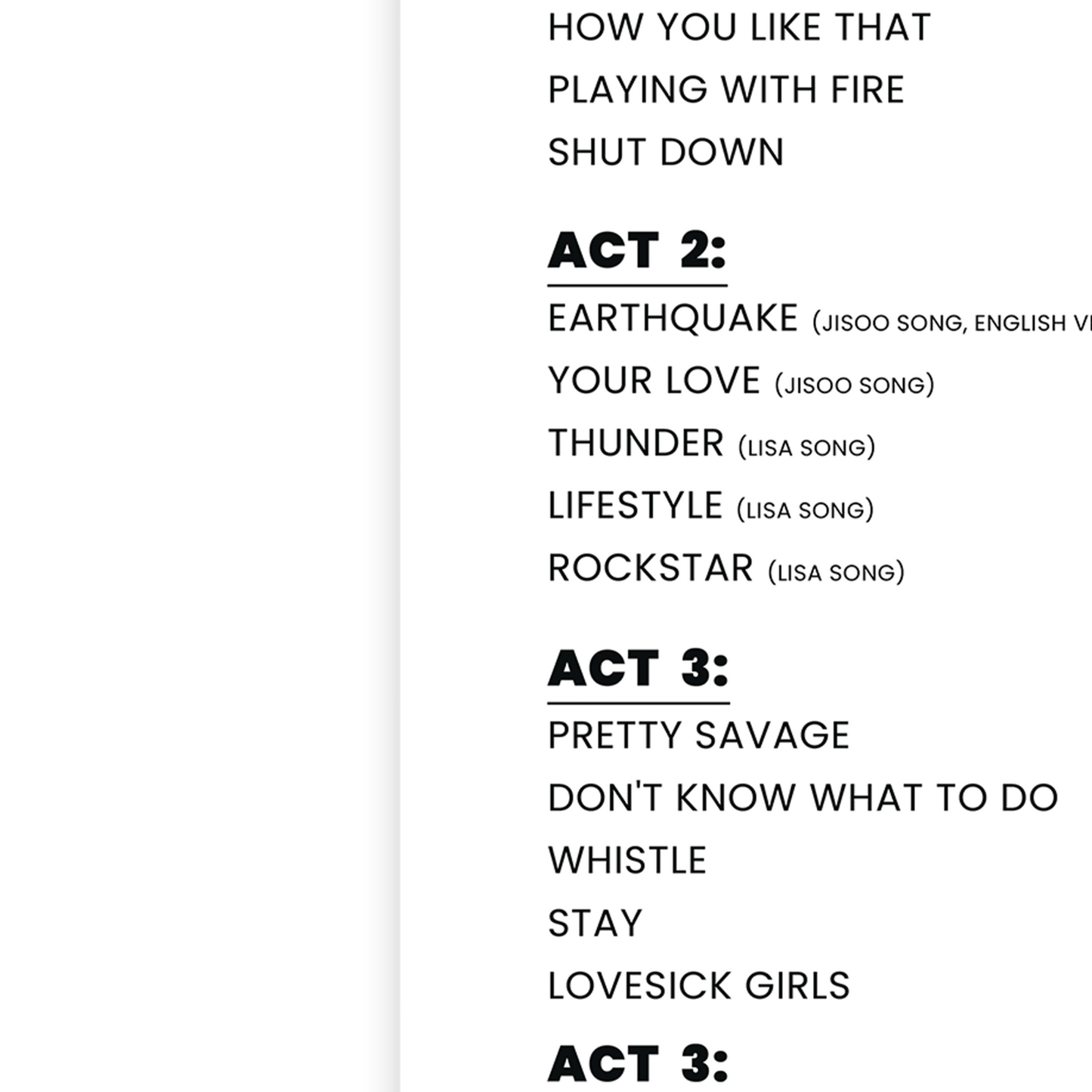BLACKPINK live band music show 2025 TOUR Setlist concert For Blackpink Fans