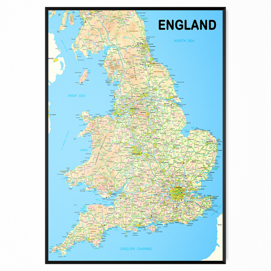 Map Of England Wall Poster Art Print | A5 A4 A3 A2 A1 |