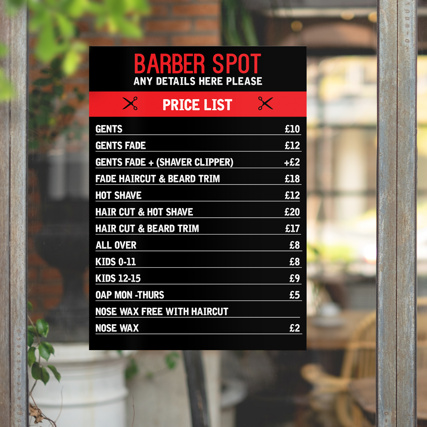Barber Shop Salon Price List Personalised Barber Shop Sticker Poster Sign Board