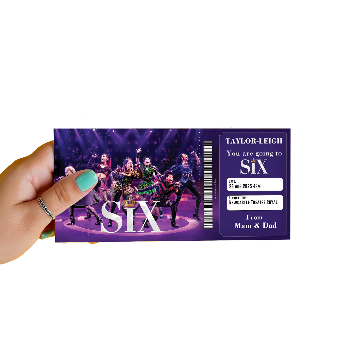 Six The Musical Ticket Theatre Personalised Ticket Gift Keepsake Reveal Gift