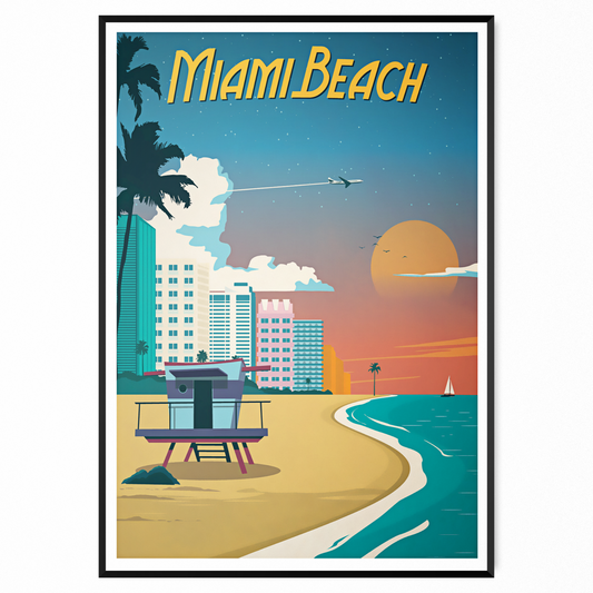 Miami Florida Travel Poster Wall Art Print Vintage Picture Large A2 Home Decor