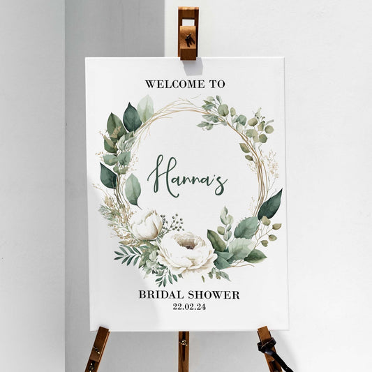 Bridal Shower sign Poster Personalised Welcome To wedding eucalyptus poster sign