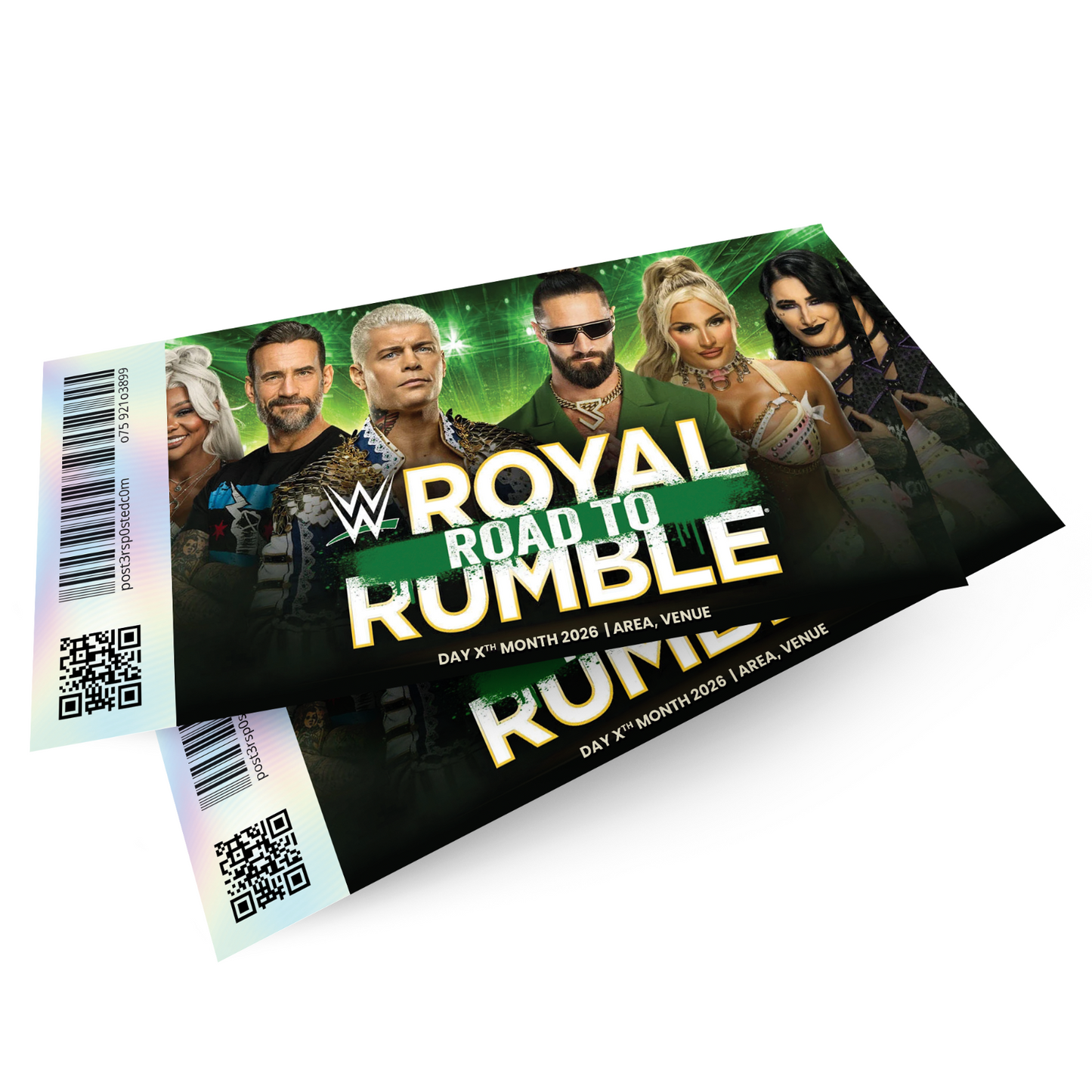 WW E ROAD TO ROYAL RUMBLE Theatre Gift Ticket Personalised Christmas Birthday