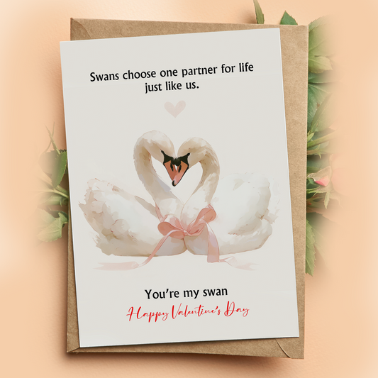 Valentines Day Card Personalised Gift My Swan Card Husband Wife BF GF Fiancée