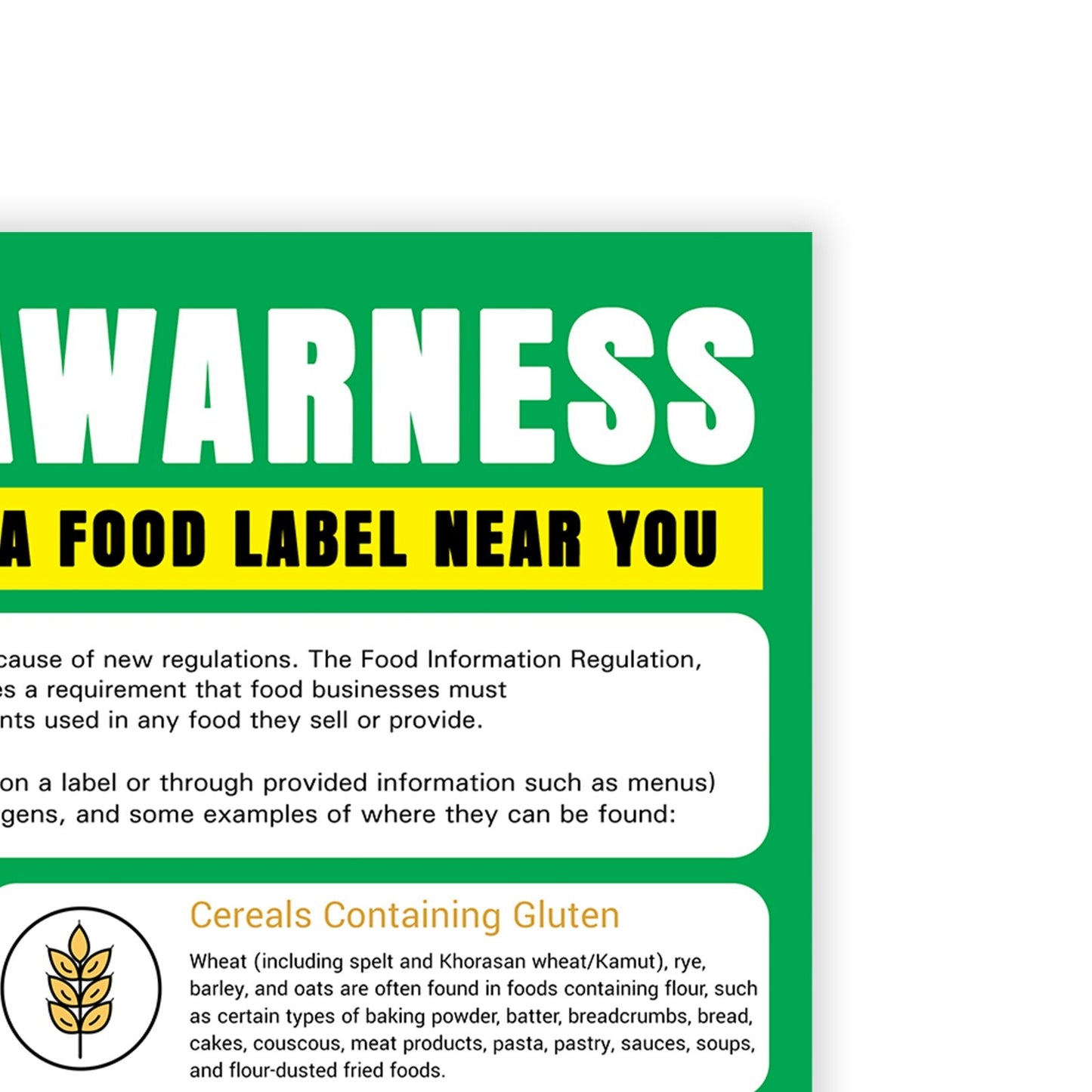 Food Allergy Poster Sign Print Allergen Warning Sign Poster - A5 A4 A3