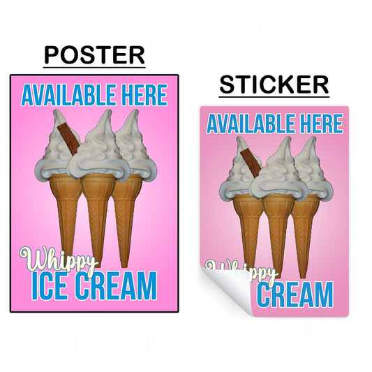 Ice Cream Van Sticker Sold Here Mr Whippy Sticker Poster Decals Window Sticker