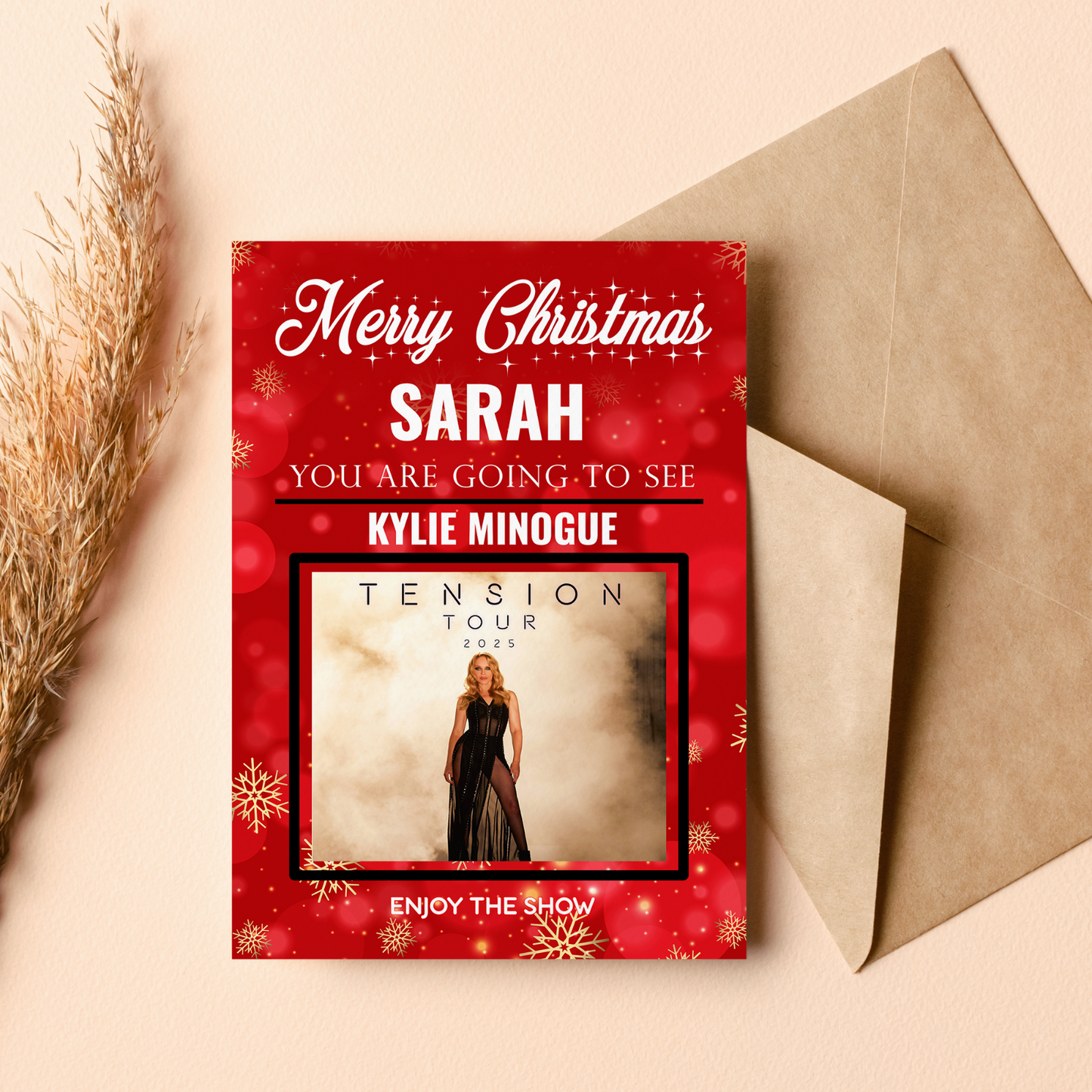 YOU'RE GOING TO SEE KYLIE MINOGUE TENSION TOUR Personalised Gift Christmas Card