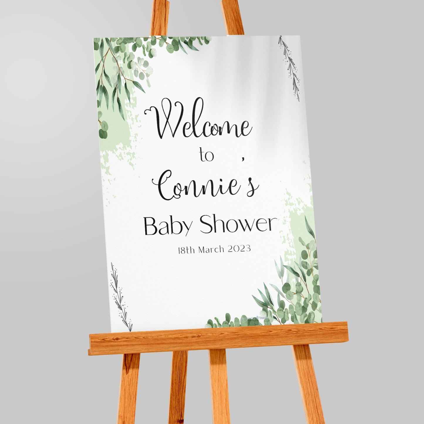 Personalised Baby Shower Welcome Poster Sign Green Eucalyptus Sign Print - A5-A3