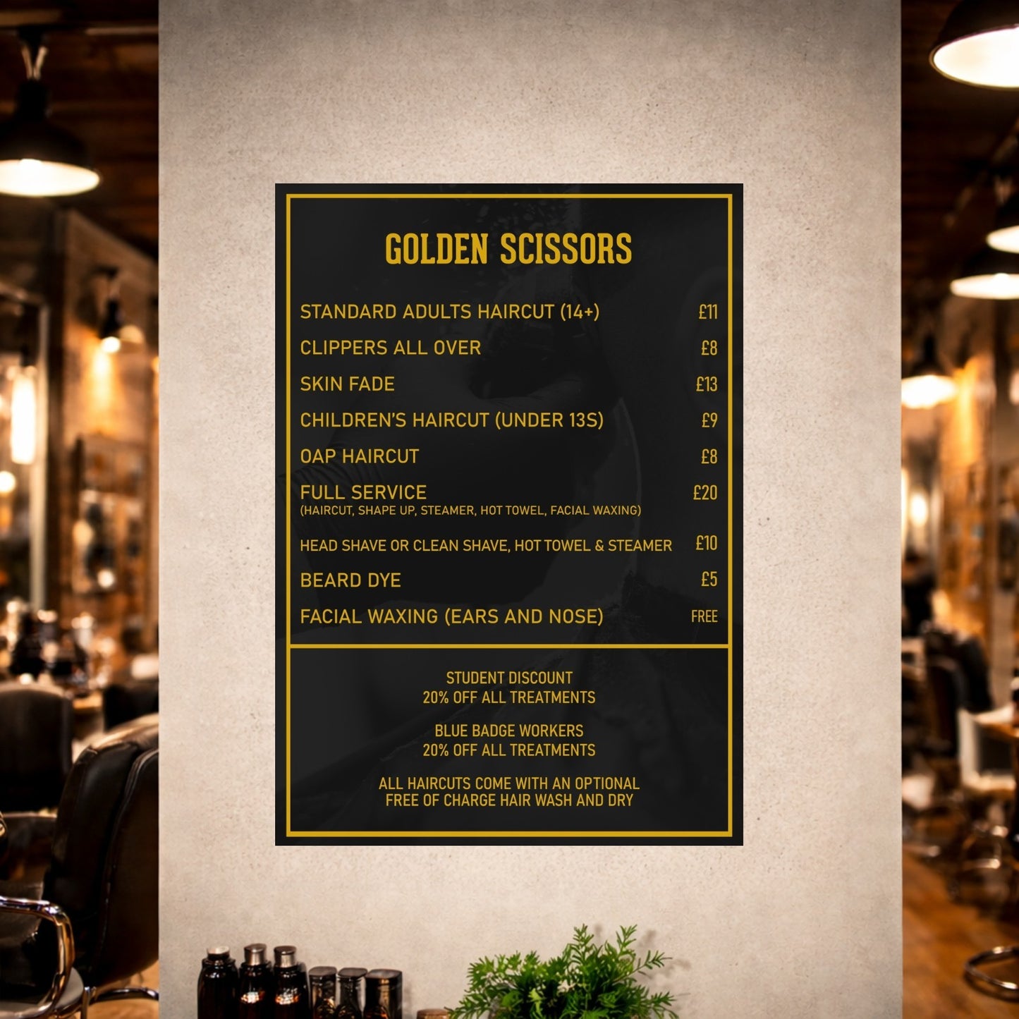 Barber Shop Price List Advertising Salon Sign Poster Indoor Vinyl Sticker A5-A3