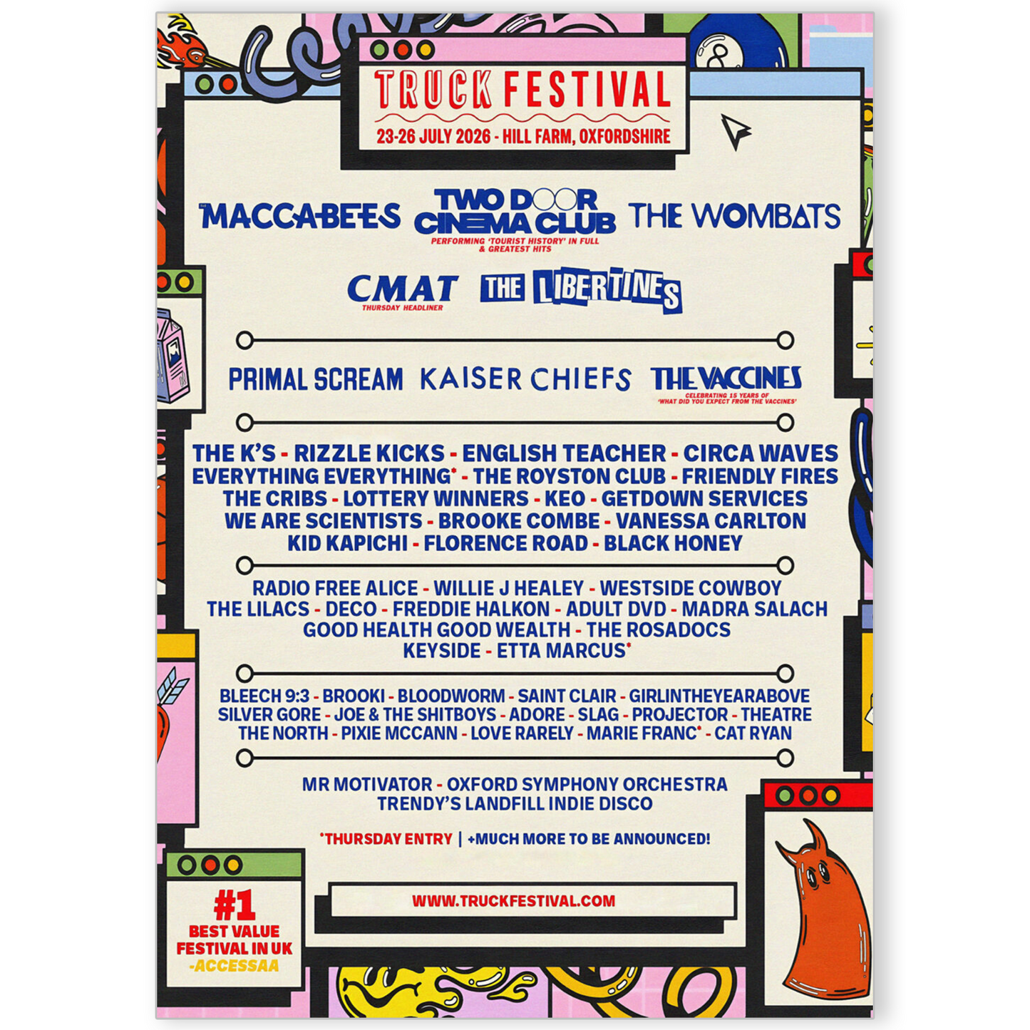 Truck Festival 2026 Music Line-Up Poster Festival Concert Print A5 A4 A3