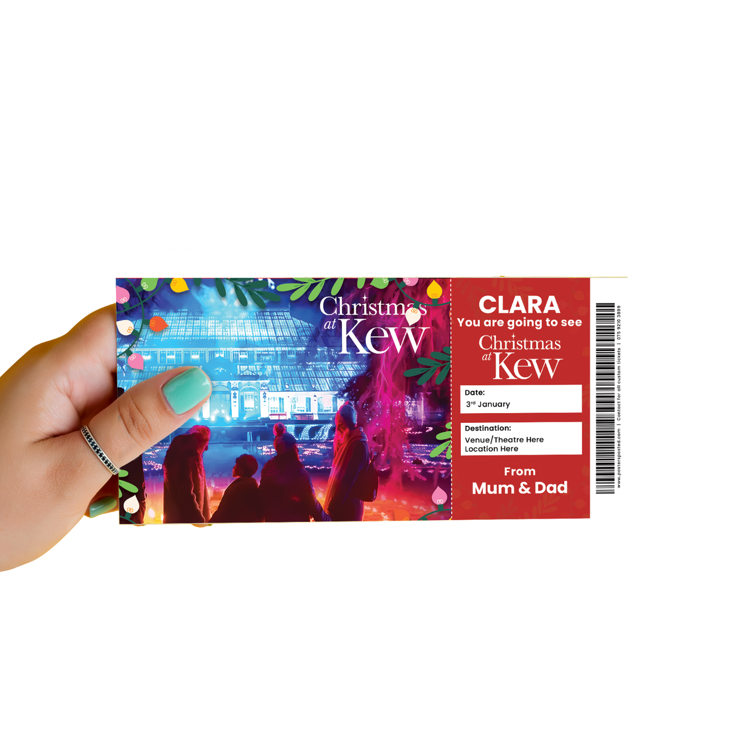 Christmas At Kew Garden Ticket Xmas Personalised Christmas Gift Keepsake Card