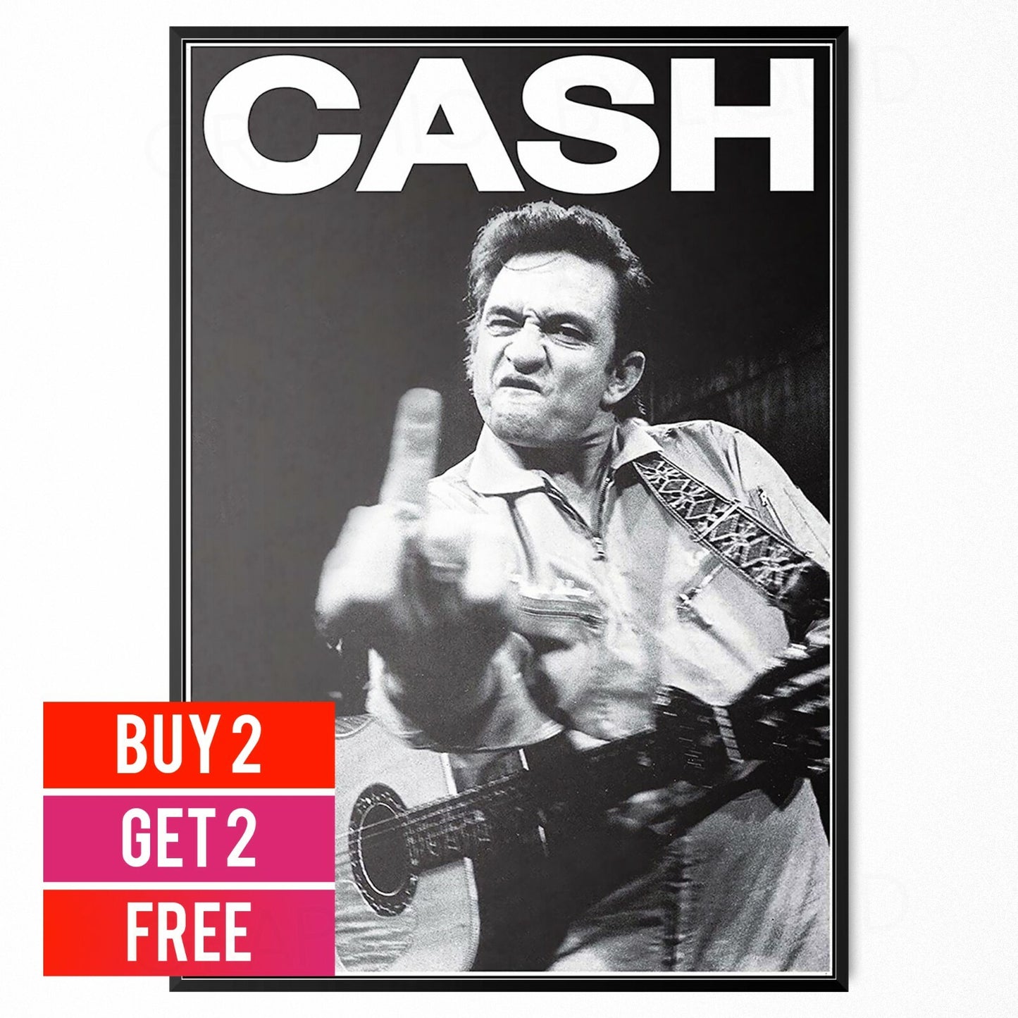 Johnny Cash Photo Poster Vintage Black White Print | A5 A4 A3 |