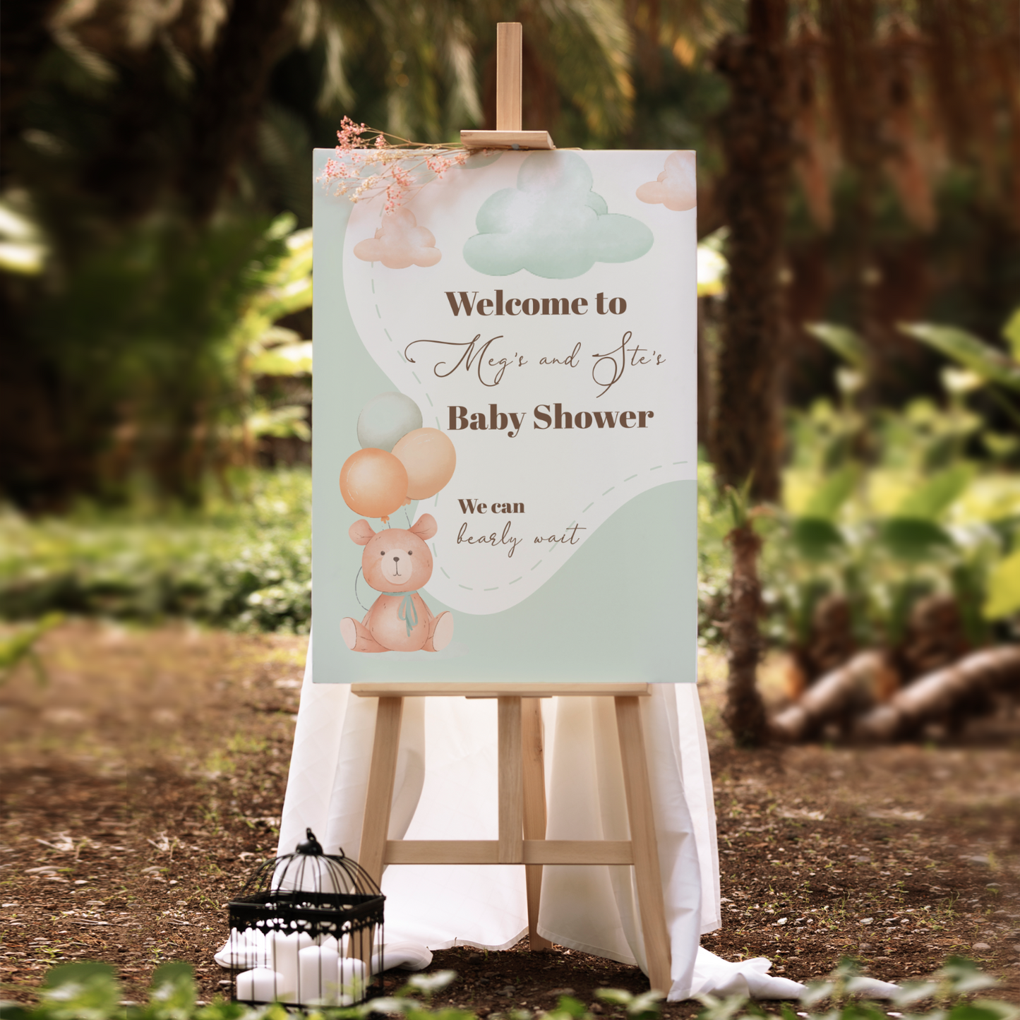Personalised baby shower welcome sign We Can Bearly Wait Poster A5 A4 A3 Sign
