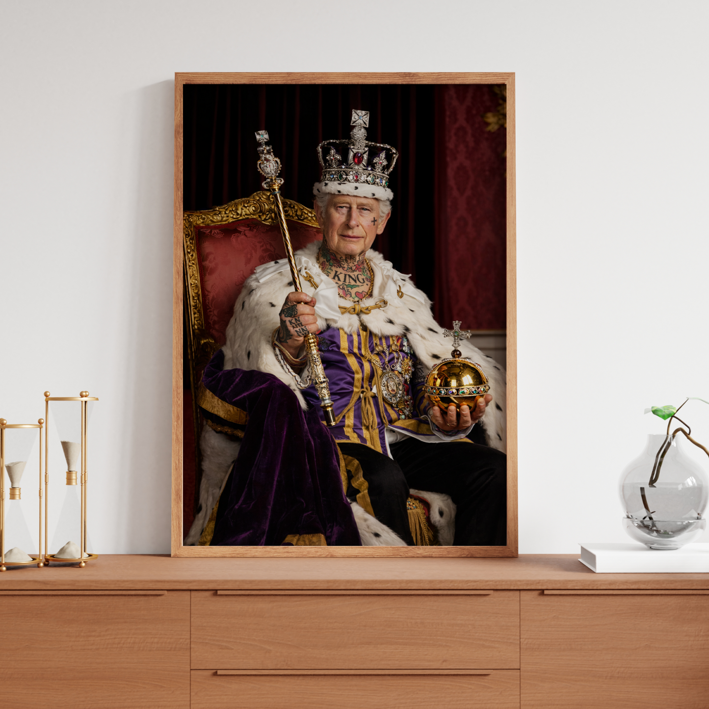 King Charles III Poster Punk Portrait Tattoo Shop Wall Art Collectable Print