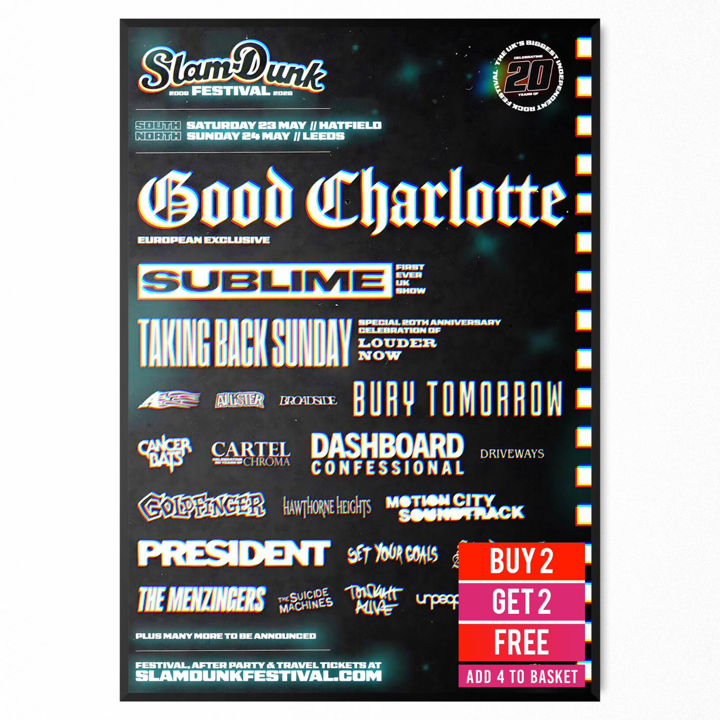 Slam Dunk Music Festival Poster 2025 Line Up Festival Rock Print A5-A3 For Fans