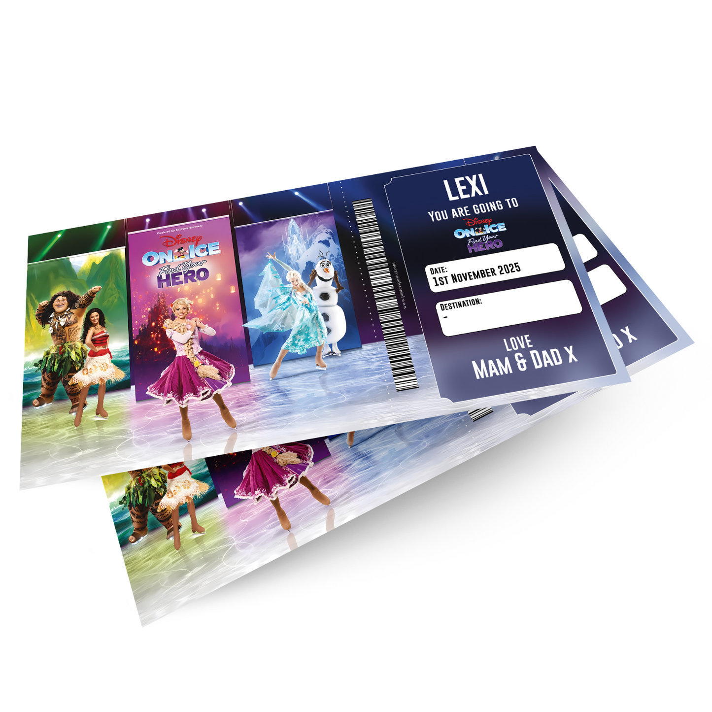 Disney On Ice Find Your Hero Christmas Ticket Personalised Gift Keepsake Ticket