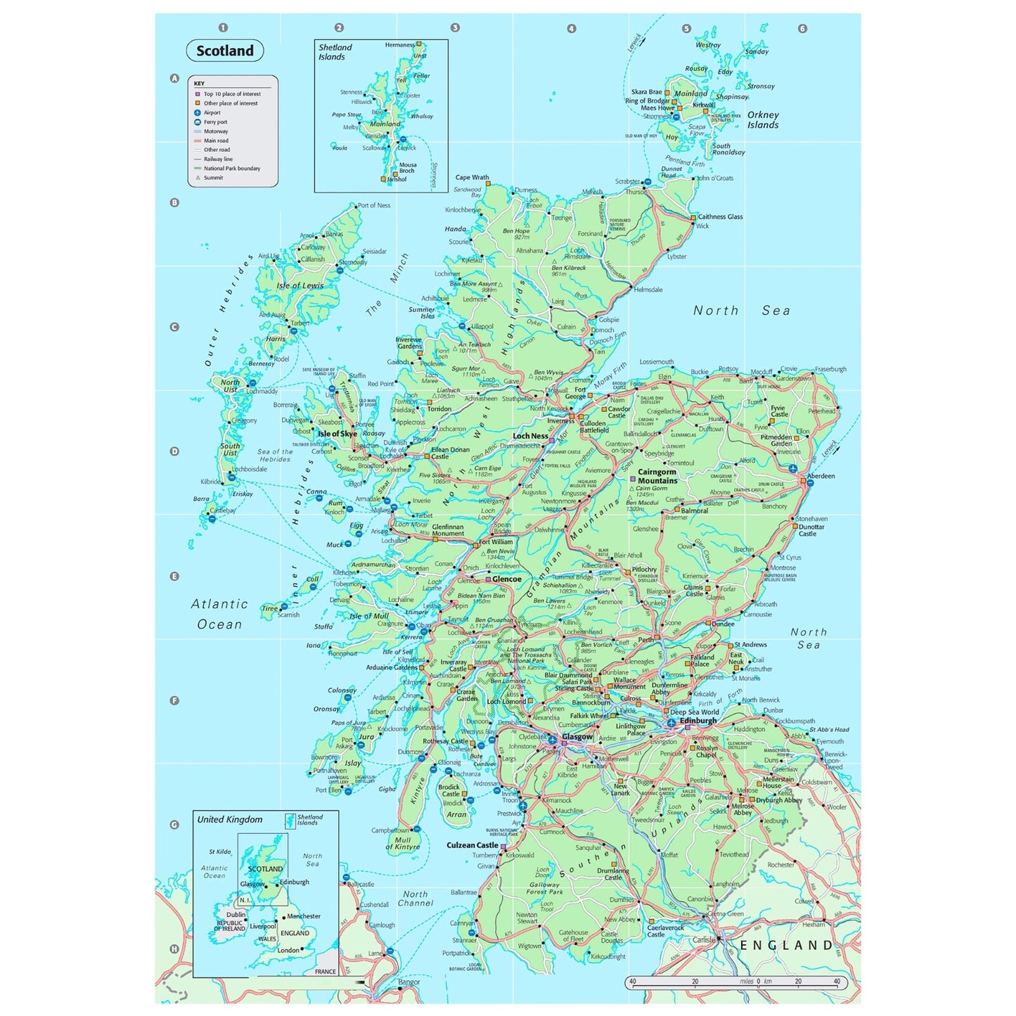 Scotland Map Poster Wall Art Print Educational Map Of United Kingdom Laminated