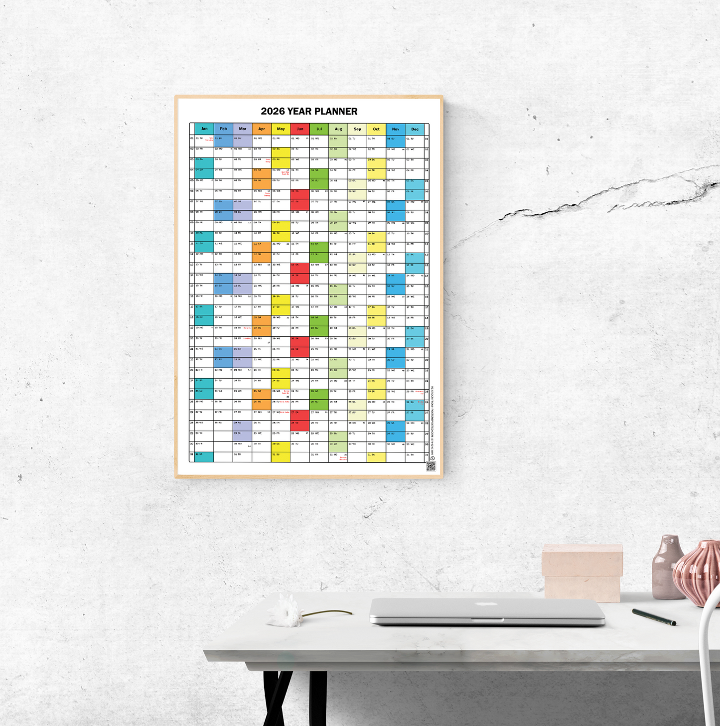 2026 Year Planner Full Year Calendar Home Office Work Planner JAN-DEC  A5-A3