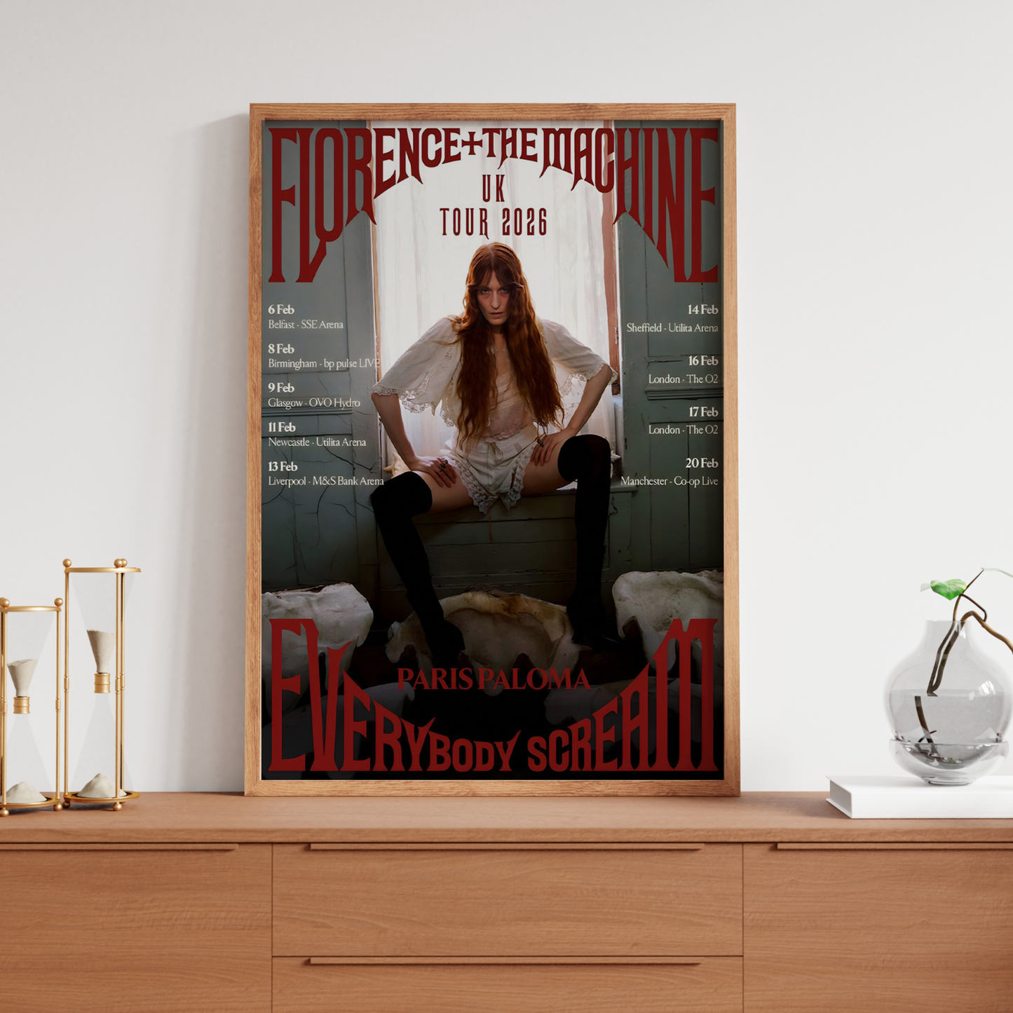 FLORENCE + THE MACHINE Concert poster UK Tour 2026 music tour Gig memorabilia.